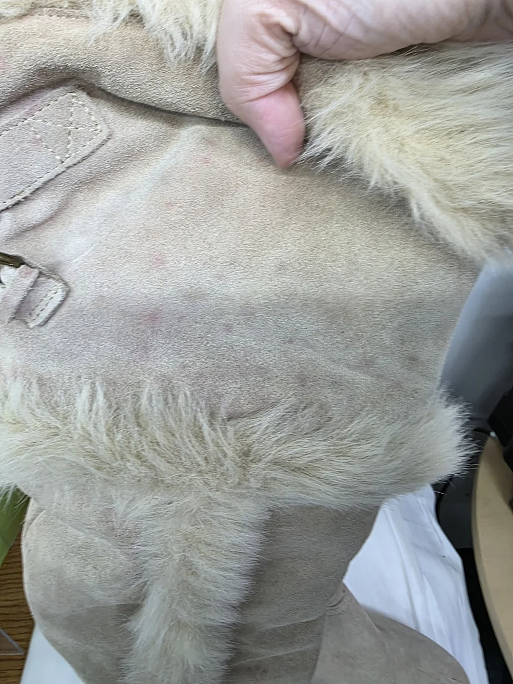 Aldo Beige Suede-Look Over-the-Knee Boots with Faux Fur Trim
